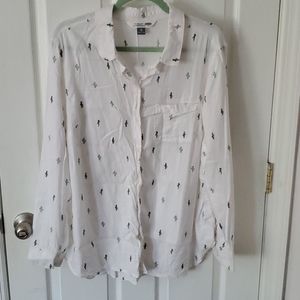 Cactus Print Button Up Blouse